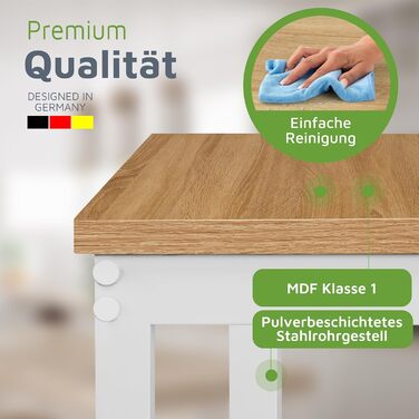 Барний стіл BeFair з дуба та білого кольору, 60x60 см, індустріальний дизайн, металеві ніжки, з підніжкою