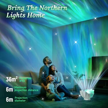 Проєктор зоряного неба Nordlicht, нічник-мушля для спальні, декоративний світильник-туман, декор для дитячої кімнати, милий декор кімнати, подарунок для підлітків дівчатам та хлопцям