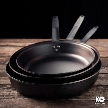 Сковорода Kockums Jernverk з вуглецевої сталі Сковороди преміум-класу, попередньо оброблені натуральною рослинною олією, розкішна шведська сковорода з вуглецевої сталі, 24 см