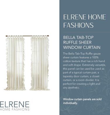 Прозора штора Elrene Home Fashions Bella Ruffle, 52 x 84', ніжно-рожева (1 упаковка)