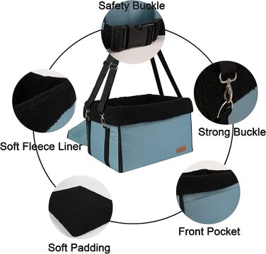 Автомобільні сидіння apollo walker для собак сидіння-підсилювач для собак зі знімною флісовою підкладкою складаний дизайн для маленьких домашніх тварин (синій )