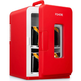 Mini холодильник FOHERE 15L з функцією охолодження та обігріву, для дому, офісу та авто, червоний