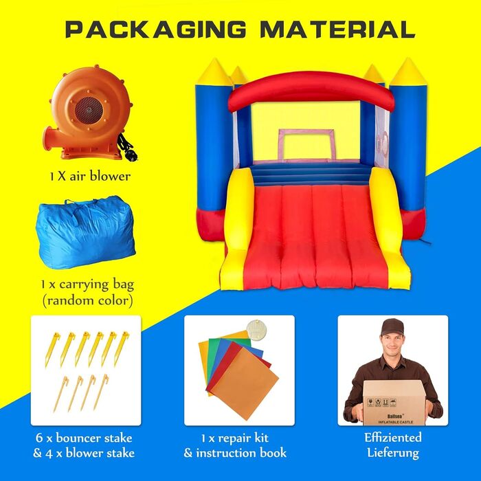 Надувний замок для дітей з повітряним насосом, міцний матеріал, для 3-4 дітей, 315x245x194 см, класична модель