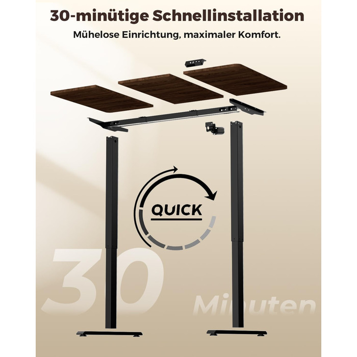 Регульований по висоті письмовий стіл 120x60 см з пам'яттю на 2 режими, стіл для домашнього офісу та геймінгу, колір вінтажний коричневий