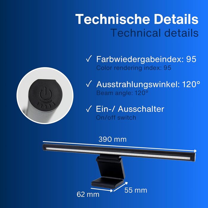 USB лампа REV Monitor з акумулятором, 49 см, кріпленням, 130 лм, 3 кольори, чорна
