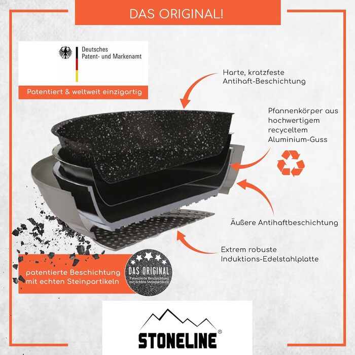 Деко для гриля Stoneline Imagination Plus, Діаметр 28 x 28 см, алюмінієвий, з покриттям з натурального каменю, Сірий, для гриля