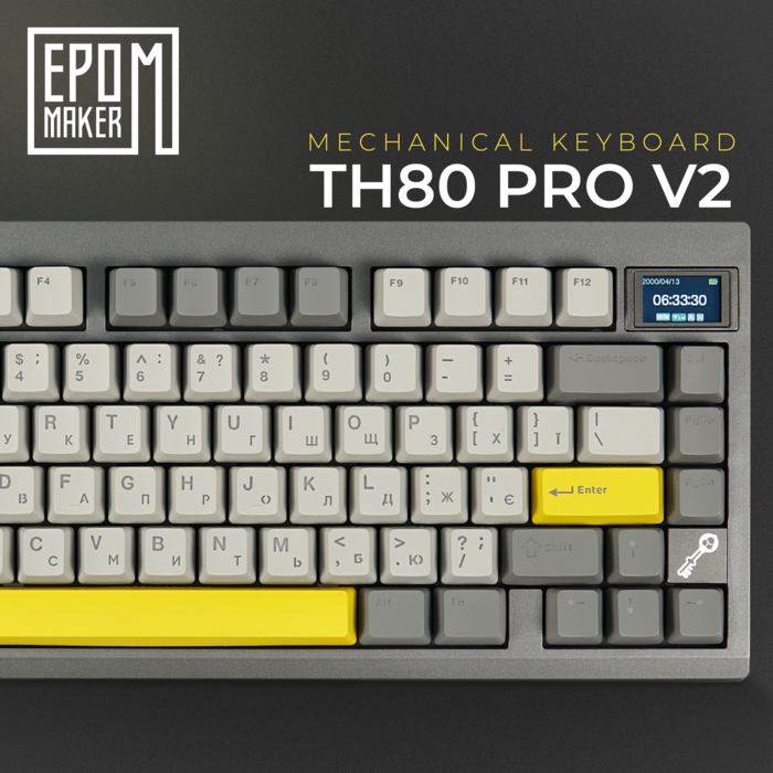 Клавіатура механічна бездротова EPOMAKER TH80 PRO V2 Sea Salt Silent Black (TH80-PROV2-B-SS)