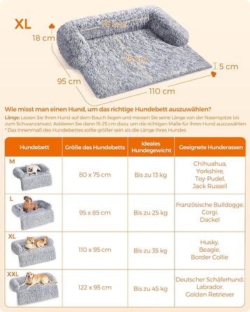 Лежак для собак Feandrea FluffyHug, розмір XL, 110 x 95 x 18 см