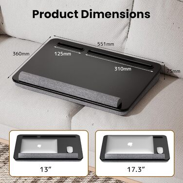 Підставка для ноутбука в ліжко - Lapdesk з підставкою для зап'ястя та тримачем для телефону, до 17.3 дюймів, для дому, навчання та відпочинку