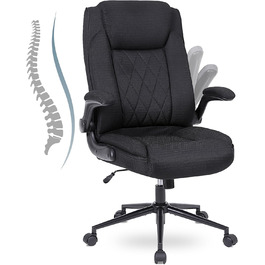 Офісний крісло Flysky з високою спинкою, регульованою висотою та підголівником, чорне. Ергономічне крісло для офісу, чорний.