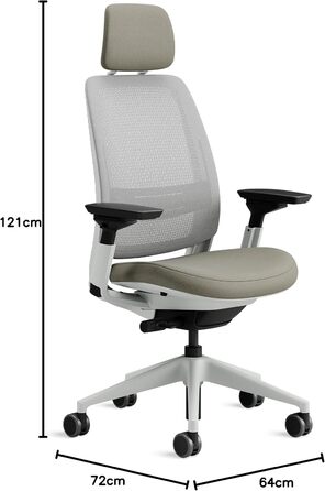 Офісний стілець Steelcase Series 2 з підтримкою спини LiveBack, 4D підлокітники, регульована підголівник, колір Трюфель