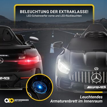 Дитячий електромобіль Mercedes AMG GT R Roadster, чорний, 6V, EVA-колеса, 2.4 ГГц пульт, 20 Вт мотор, для дітей від 3 років, Actionbikes Motors