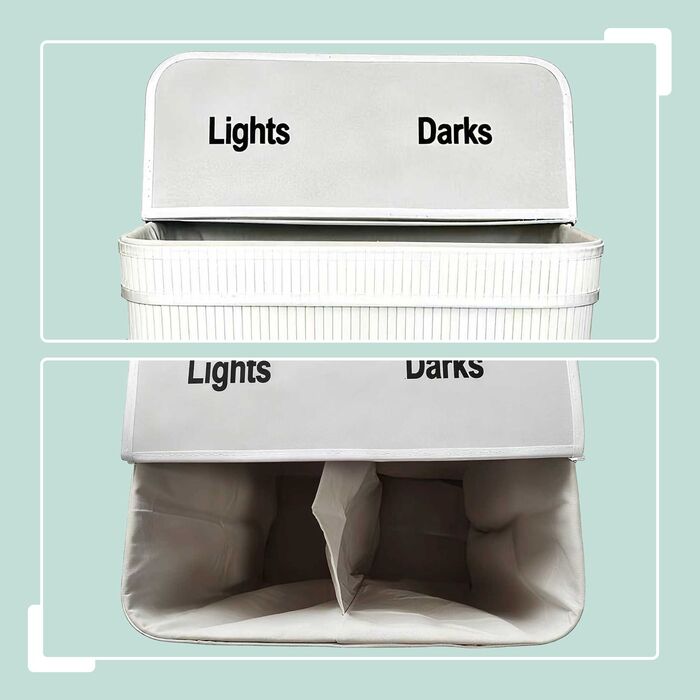 Кошик для білизни Relaxdays з бамбука з 2 відділеннями