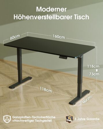 Електричний регульований стіл Flamaker з пам'яттю, ігровий стіл 160x60 см (Бежевий)