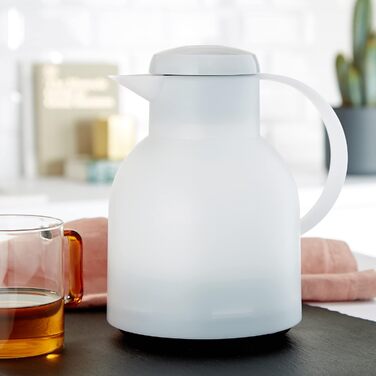 Термос Emsa Samba 1 л з Quick Press, білий, з ізоляцією, 12 год гарячий, 24 год холодний