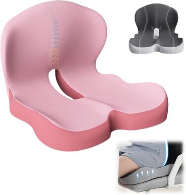 Ортопедичний наповнювач для сидіння з Memory Foam, з підтримкою спини, для офісних та автомобільних крісел (Рожевий)
