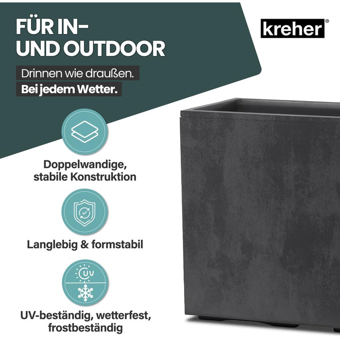 Плантатор Kreher XL Millennium: кашпо для квітів з каменю, різні розміри та кольори (коричневий, бежевий, антрацитовий, сірий). З міцного пластику.