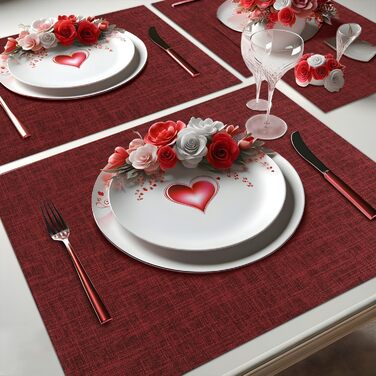 Набори тканинних серветок на стіл, 8 шт, Бордовий колір, Стійкі до високих температур, Легко миються, для кухні