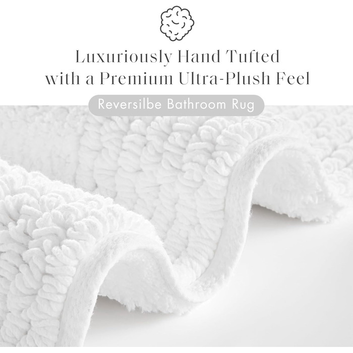 Килимок для ванної кімнати Madison Park Signature Splendor, 100% бавовна, високий ворс, 3000 г/м², готельна якість, швидковисихаючий, 61 x 183 см, білий