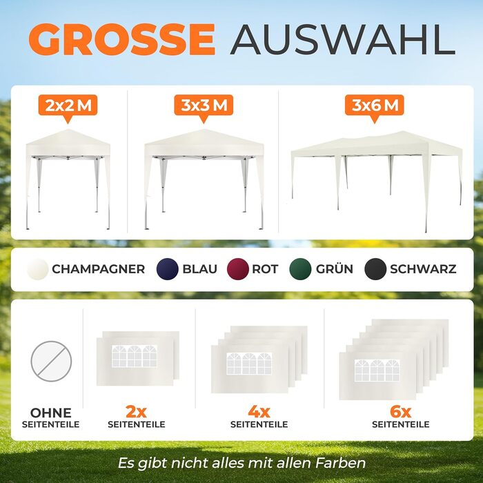 Павільйон Kronenburg розкладний, 3x3 м, водонепроникний, UV захист 50+, Champagner, з 4 боковими панелями