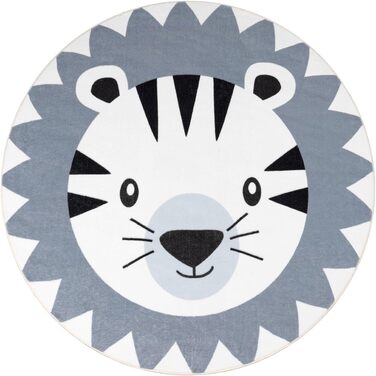 Дитячий килимок, що миється, дитячий килим Круглий ігровий килим Левовий ведмідь Візерунок, колір Розмір (160 см круглий, сіро-бежевий)