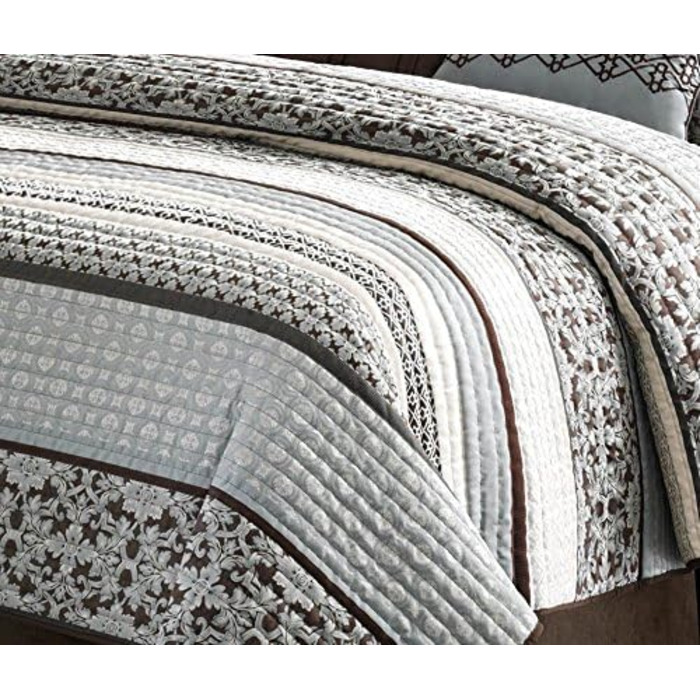 Комплект постільної білизни Madison Park Quilt Luxe Jacquard, оверсайз King, Прінстон, червоний/синій, 5 предметів