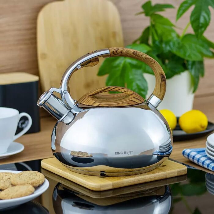 Чайник Kinghoff Klausberg 3274 7077 з нержавіючої сталі 3л Induktion (індукційний) з свистком, срібний
