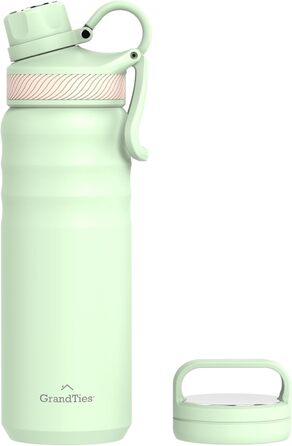 Термопляшка GRANDTIES 946мл з широким горлом та двома кришками - білий слонова кістка | Збереже холодну воду | Для чоловіків та жінок