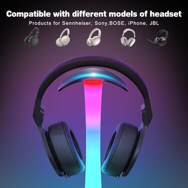 Підставка для навушників Jubor 3 в 1 RGB з бездротовим зарядним пристроєм 15W та 9 режимами підсвічування