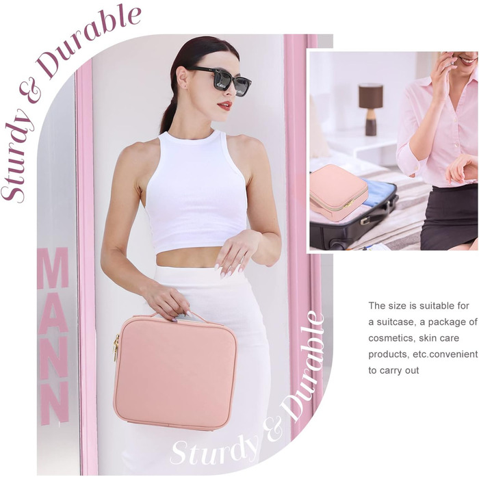 Косметична сумка для подорожей Сумка для макіяжу Портативна косметичка Органайзер для зберігання косметики (світло-рожевий)