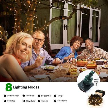 Гірлянда світлодіодна Herbst - 35 метрів, 320 LED, на Хелловін, розширювана, з пам'яттю, 8 режимів, для дому та саду, водонепроникна, для вечірок, дерев, саду, весілля (тепле біле світло)