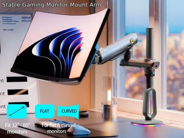 Кріплення для монітора NB Ergonomic RGB, 32-60 дюймів, плоске/вигнуте, важке, для моніторів 49-57 дюймів, 20 кг, VESA 75/100 мм (чорне)