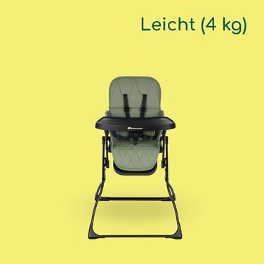 Дитячий стільчик Bebeconfort Lily, 6-36 місяців, до 15 кг, ультракомпактний, легкий (4 кг), легко миється, м'який, складаний однією рукою, колір Mineral Green