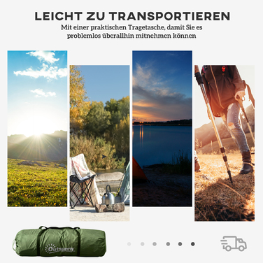 Намет тунельного типу для 4-6 осіб, кемпінговий з дверями та підлогою, водонепроникність 2000 мм, зелений