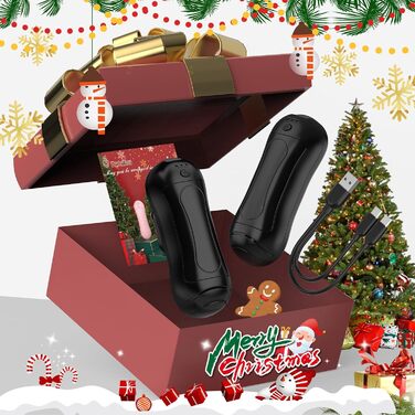 Електричний грілка для рук FANDLISS 6000 mAh, 2 шт. - багаторазовий, з USB зарядкою, для кемпінгу, на відкритий простір, на подарунок, чорний