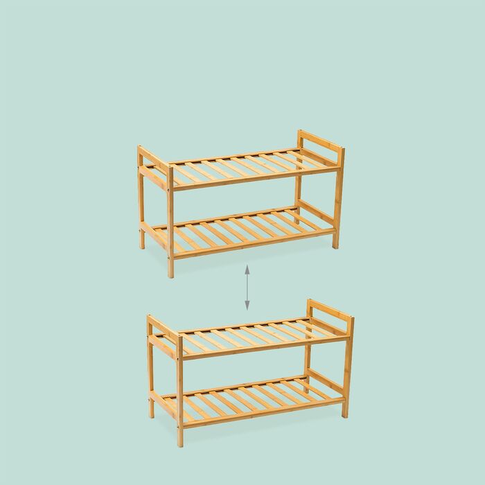 Стелаж для взуття з бамбука, що складається з секцій