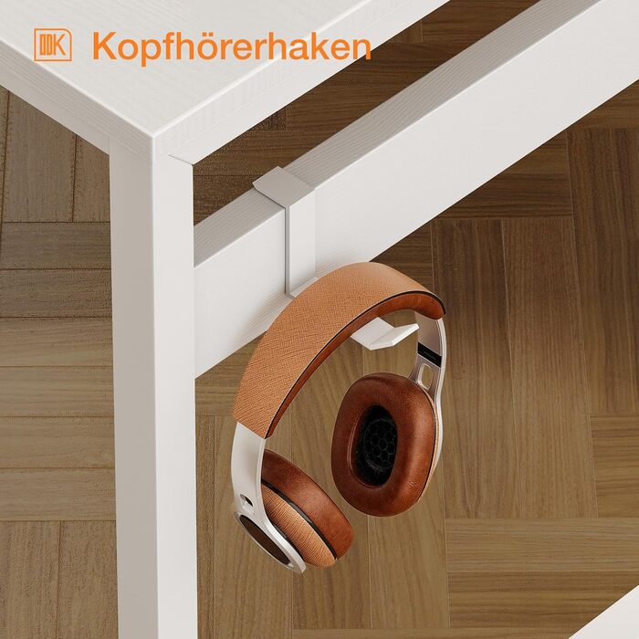 Комп'ютерний стіл ODK з 4 шухлядами 120x48x75.7 см, білий, з тримачем для навушників