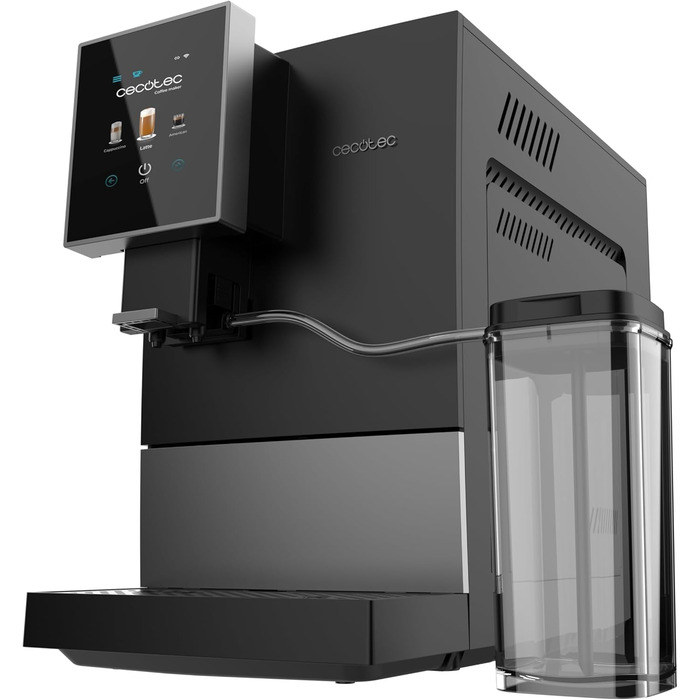 Кавомашина автоматична Cecotec Cremmaet Compactccino 19 Bar з термоблоком, Wi-Fi, меле каву, 1,1 л резервуар для води, 400 мл молока (Black Silver)