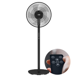 Підлоговий вентилятор LEBENLANG з пультом керування, LED-дисплеєм, 5 режимів, енергозбереження, осциляція, тиха робота, таймер, 60W, чорний