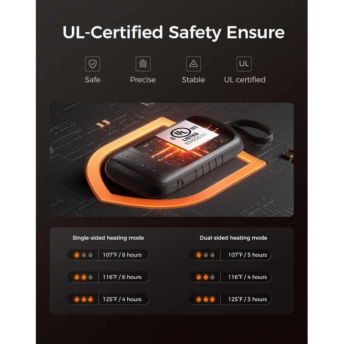 Електричний підігрівач рук OCOOPA UT5 DuoHeat (фіолетовий) - 2 шт., для кемпінгу, полювання, подорожей