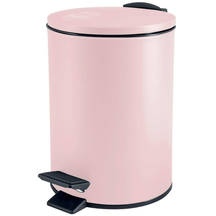 Косметичне відро Spirella об'ємом 3 літри з нержавіючої сталі з автоматичним опусканням і внутрішнім відром, відро Adelar для ванної кімнати, відро для сміття з м'якою кришкою (рожевий)