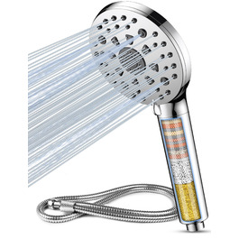 Фільтр для душу MEKO, високий тиск, ручна лійка з 15-шаровим фільтром, шланг 1,5м, 3 режими, економія води, видалення хлору, жорсткої води, важких металів (срібла)