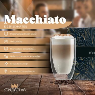 Набір окулярів Heidenfeld Knigsglas Latte Macchiato (4 шт. 300 мл) - Термоокуляри з подвійними стінками