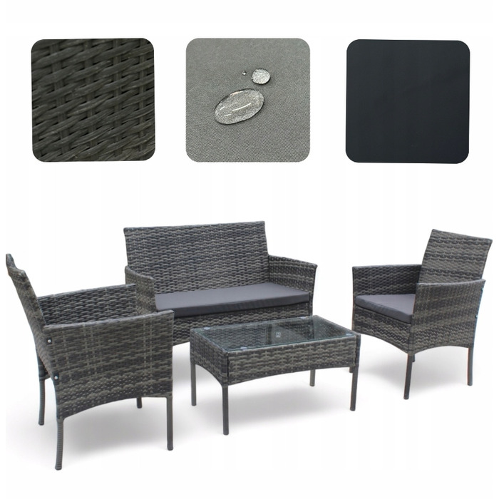 Комплект садових меблів із техноротанга MTG Trade Group, сірий, 4 предмети