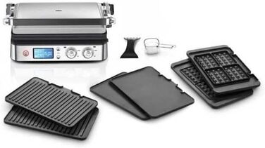 Контактний гриль Braun MultiGrill 9 Pro CG 9167 з 6 наборами пластин (гриль, плоскі, вафельні) та датчиком температури