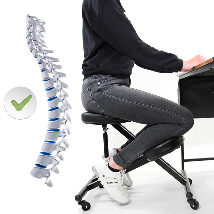 Крісло для ніг/Підставка для ніг ORTHONI з газовим амортизатором, PU, чорний, hjh OFFICE