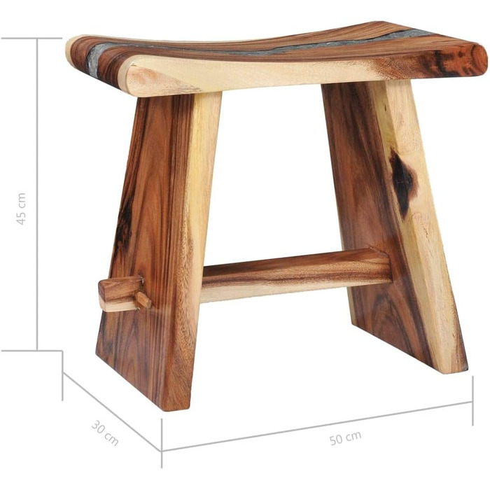 Дзеркальний табурет з масиву акації для ванної кімнати 50x30x45 см, Polyresin