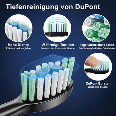 Електрична зубна щітка Betterchoi з магнітною левітацією, 41 000 VPM, 4 насадки, IPX7, 180 днів роботи, 5 режимів, таймер, чорна
