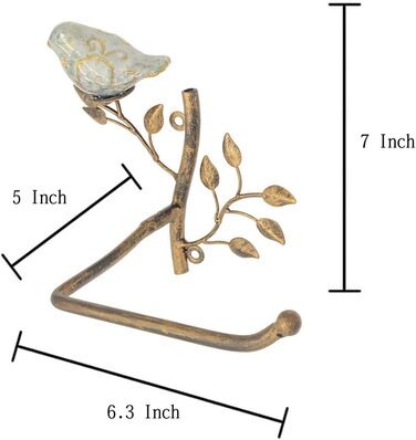 Металевий тримач для туалетного паперу Owlgift з керамічною пташкою, настінний, для ванної кімнати, (бронза, Один розмір)