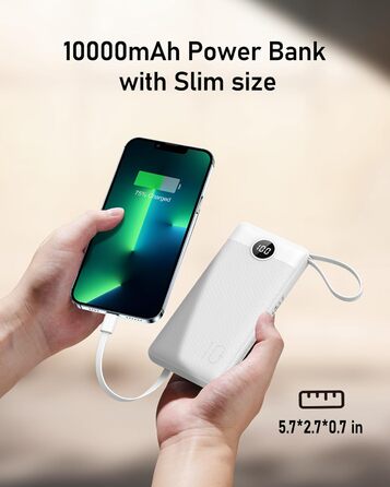 Виходів, LED-дисплей, сумісний з iPhone/Samsung/Xiaomi/Huawei, 10000mAh VEEKTOMX USB C, 5